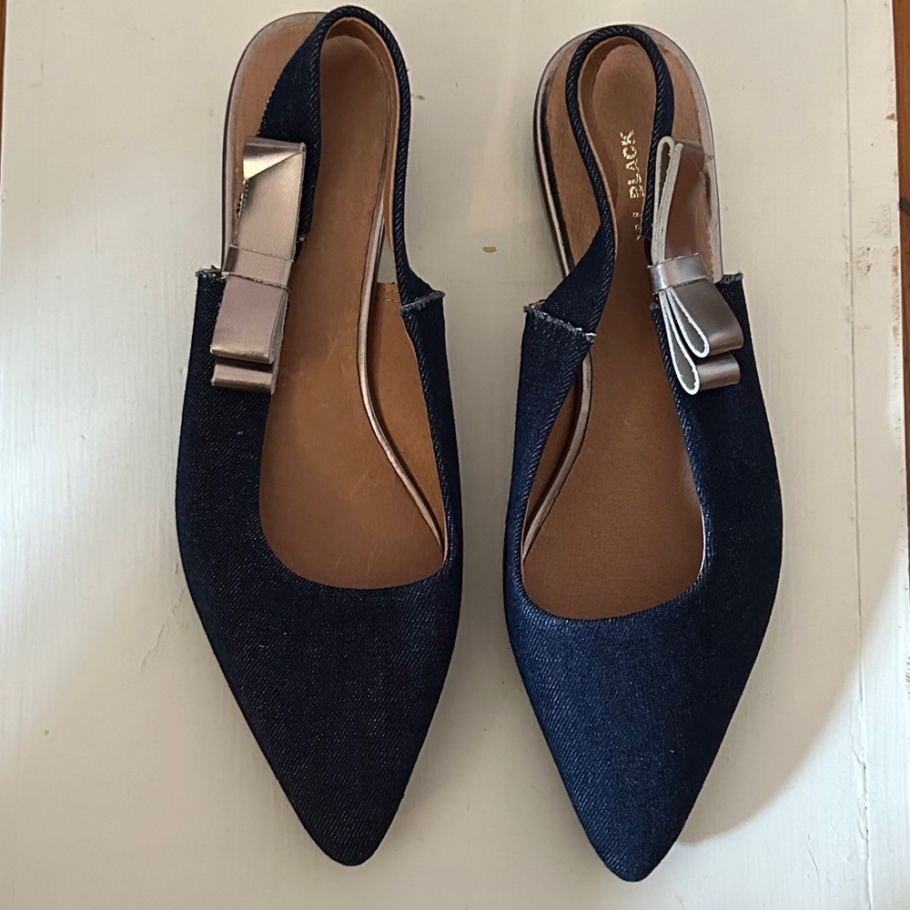 Blue denim heels